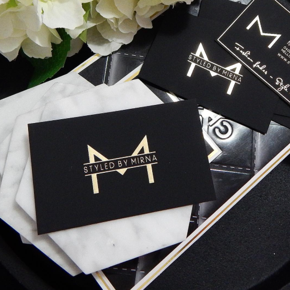 Styled By Mirna Business Cards Printed on Velvet Card